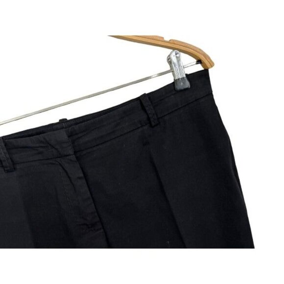 WEEKEND MAX MARA Cropped Straight Leg Pants Stretch Cotton Black Size 14 - Picture 3 of 10